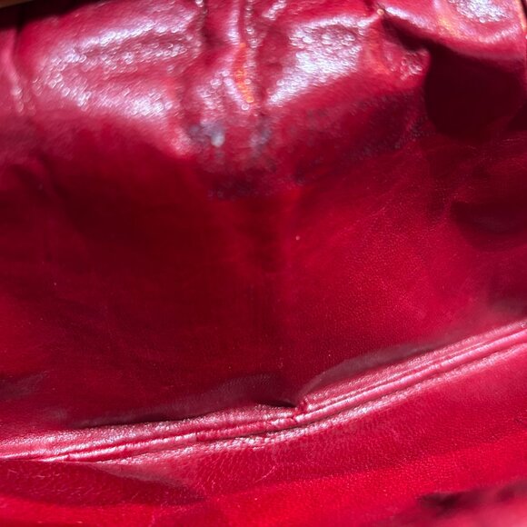 Vtg Gold Brocade Evening Clutch Kiss Lock Purse Red Lining Classic Formal Bag - Picture 6 of 6